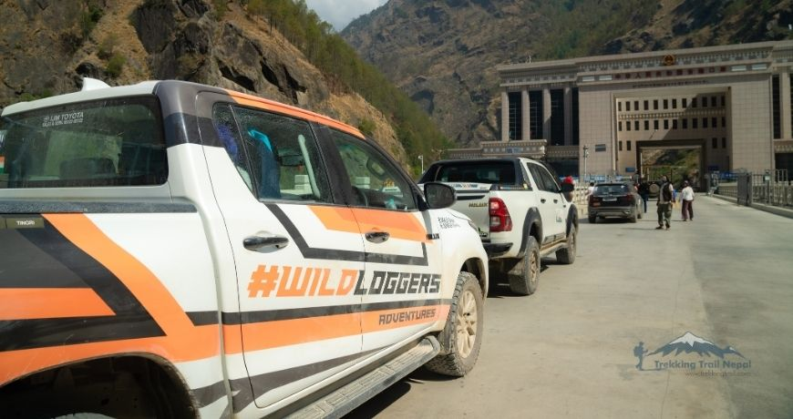 Convoy waiting at the border to enter Tibet China