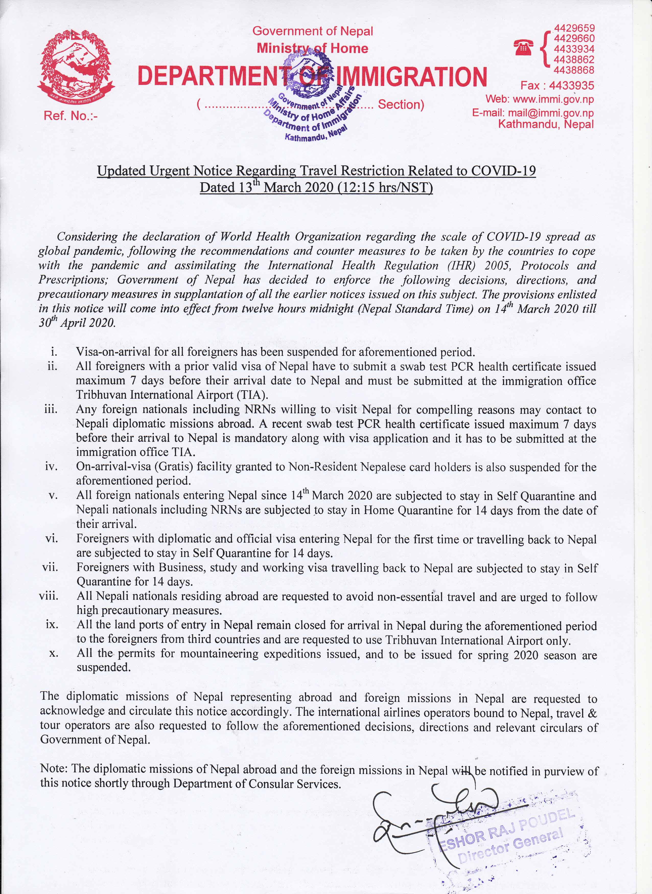 coronavirus update form Nepal government