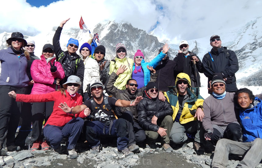 Happy Trekkers at Everest Base Camp with Apar