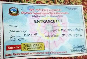 new entry fee of everest trek by khumbu rural municipality