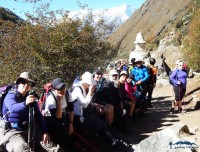 catching breath on short everest base camp trekking trail