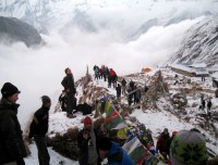 tourist exploring annapurna base camp trekking