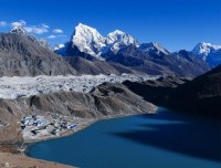 Gokyo Village, Gokyo Lake and Ngozumba Glacier from Gokyo Ri