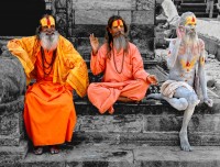 hindu monks at pashupati, trekking trail neapl