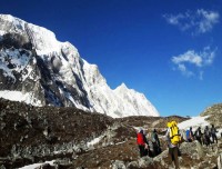 trekking trail near larkya la pass of manaslu