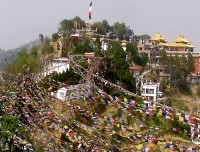 namobuddha prayer flag with monastery