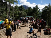 Trekkers Resting on Trail of Everest Base Camp Trek