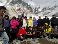 Trekkers at Everest Base Camp with Trekking Trail Nepal