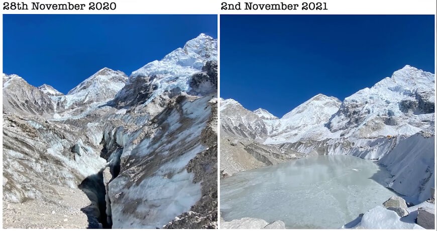 Everest Base Camp Turn into a Lake