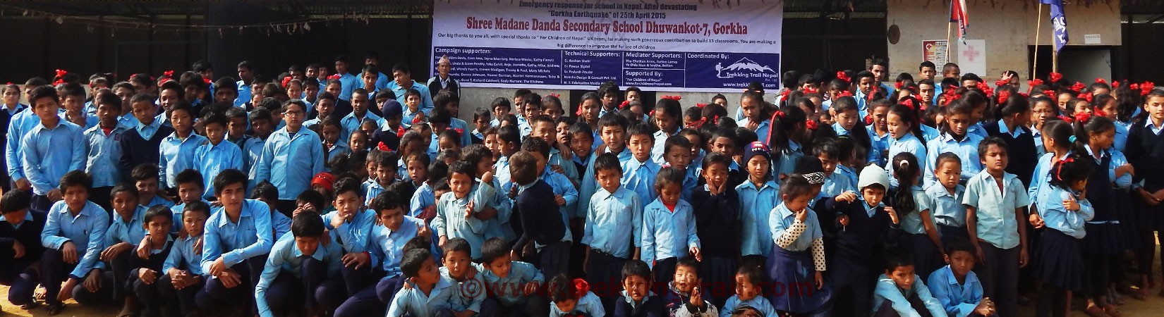 Happy Students after Construction of Temporary Building of Shree Madane Danda Secondry School, Dhuwankot 7 Gorkha, Nepal